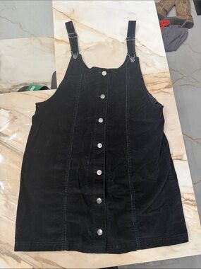 Celebrity Pink Black Button-Front Mini Pinafore Dress